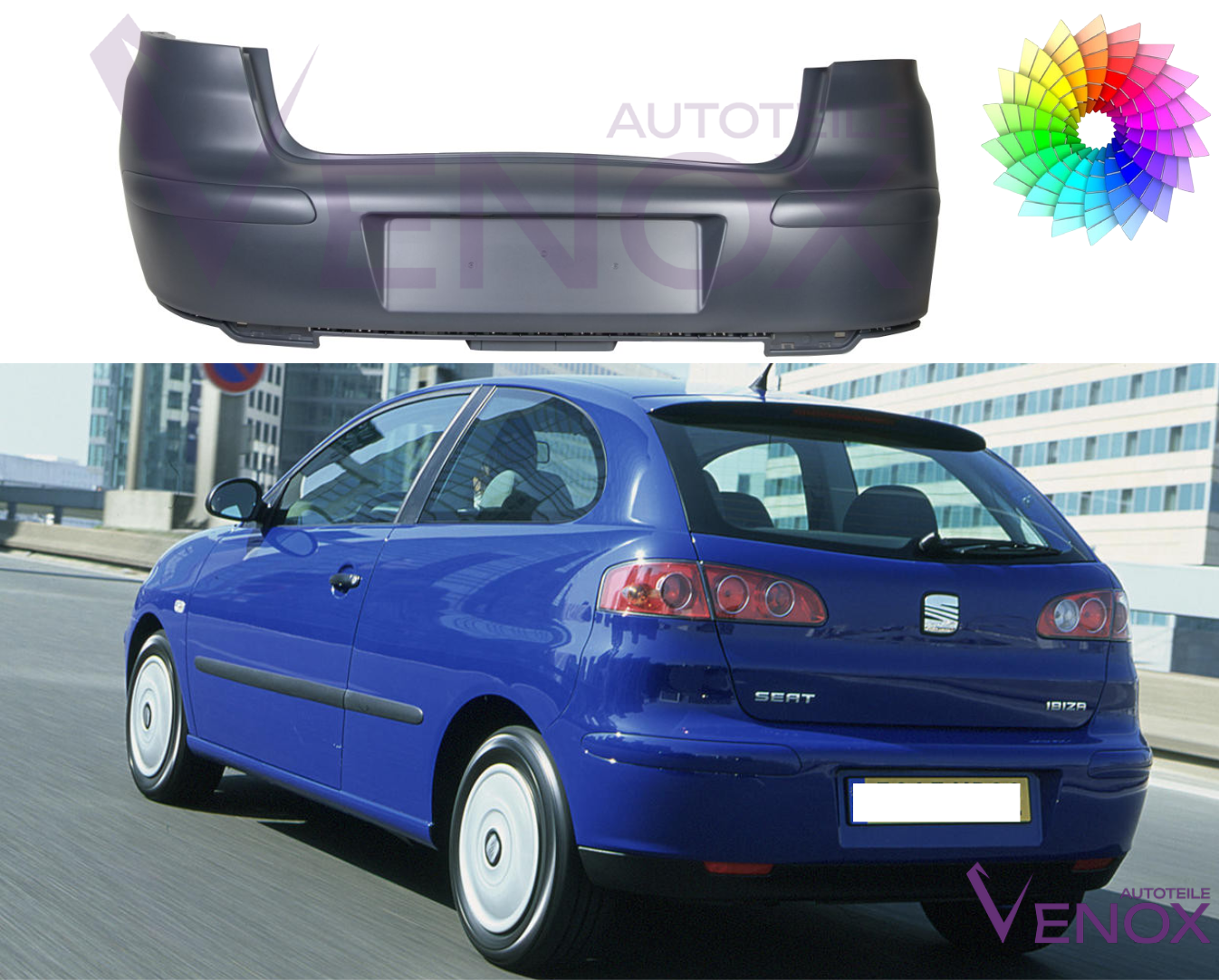 Zadný nárazník Seat Ibiza 6l 02-06 ľubovoľná farba – Obrázok 2