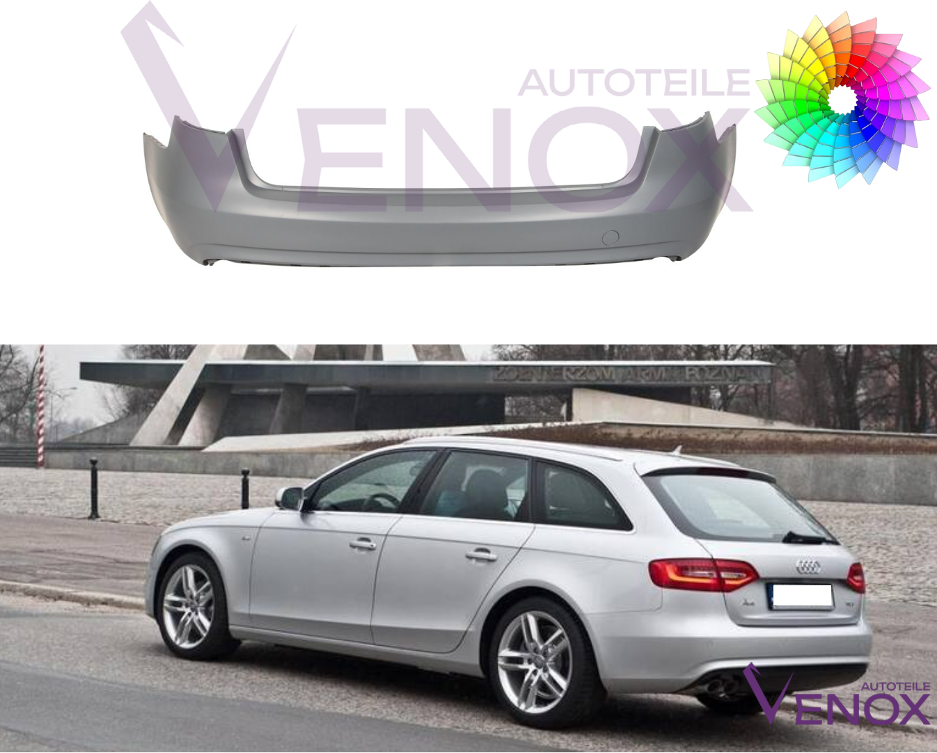 Zadný nárazník Audi A4 B8 11-15 Avant ľubovoľná farba – Obrázok 2