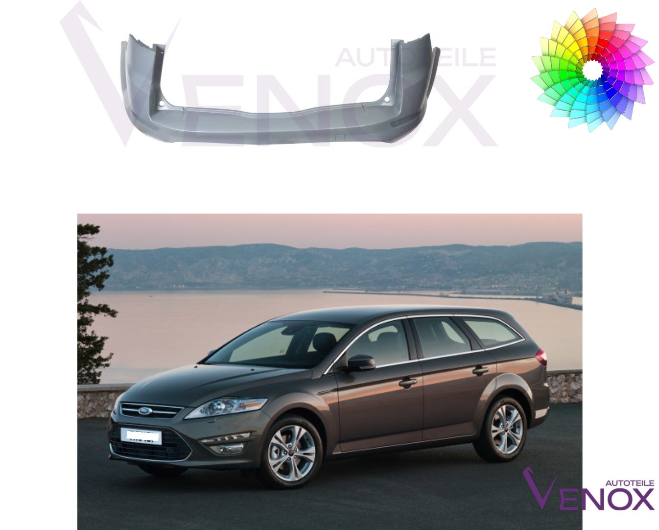 Zadný nárazník Ford Mondeo MK4 Turnier 10-15 ľubovoľná farba – Obrázok 2