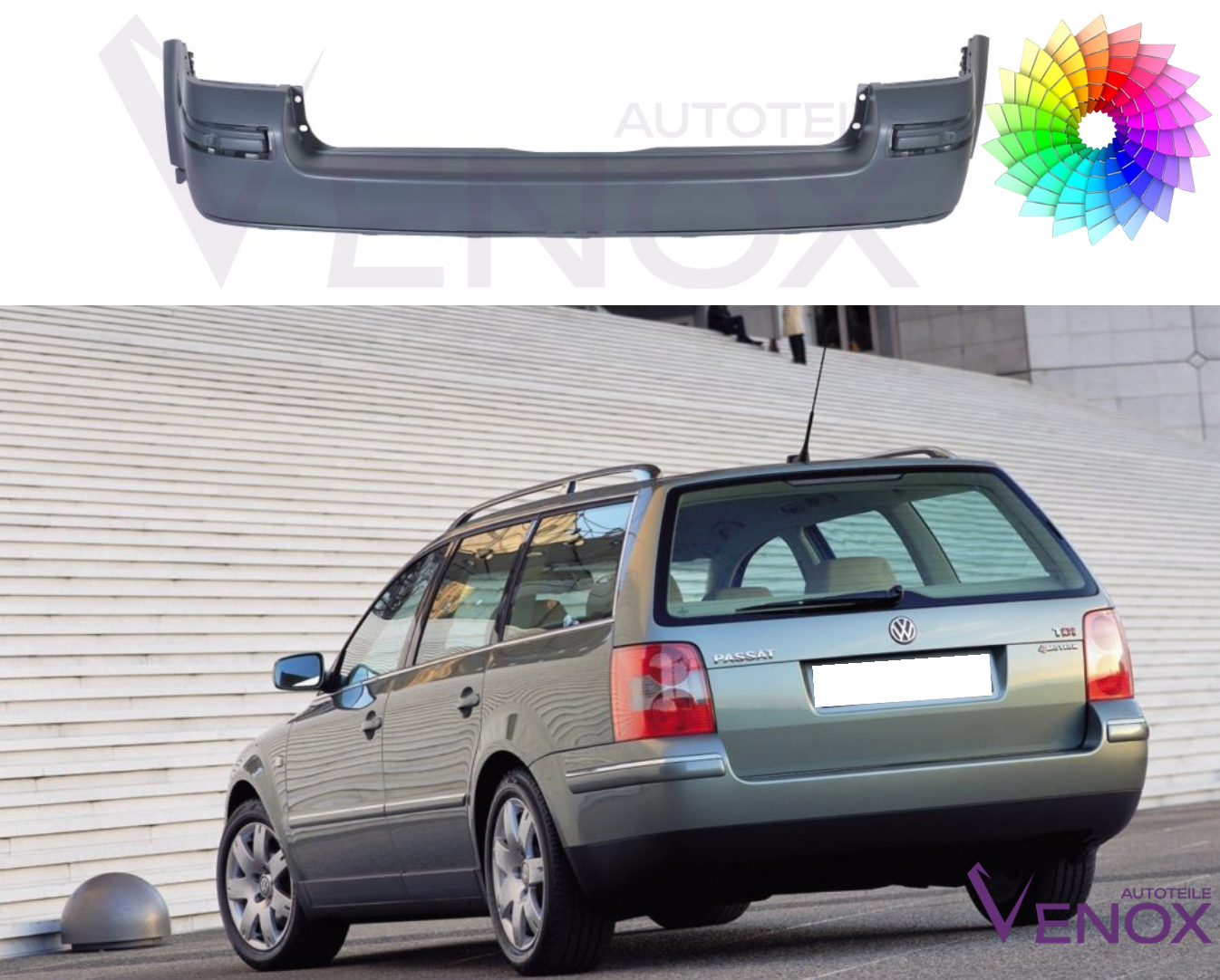 Zadný nárazník Vw Passat B5 FL 2000-2005 ľubovoľná farba – Obrázok 2