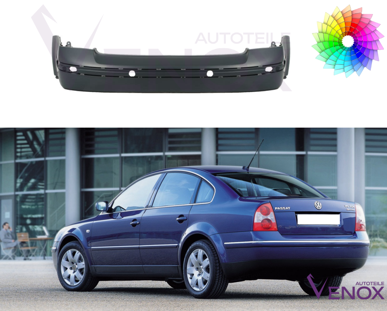 Zadný nárazník Vw Passat B5 FL 2000-2005 ľubovoľná farba – Obrázok 2