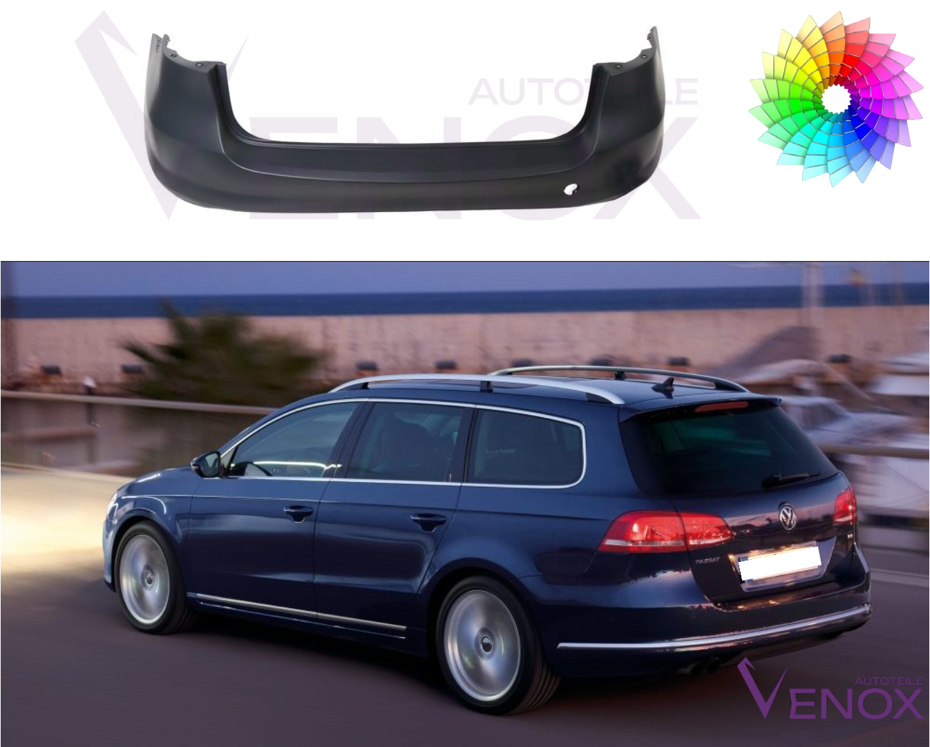 Zadný nárazník Vw Passat B7 10-15 ľubovoľná farba – Obrázok 2