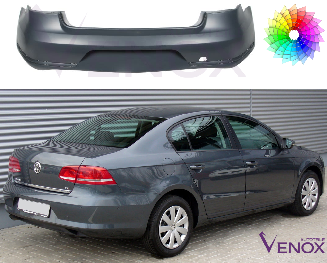 Zadný nárazník Vw Passat B7 2010-2015 ľubovoľná farba – Obrázok 2