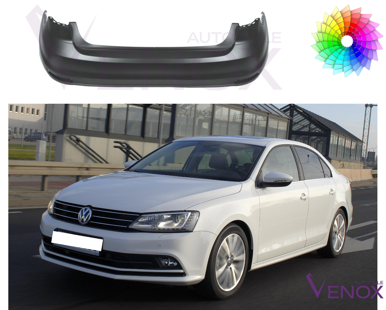 Zadný nárazník Vw Jetta od 2015 PDC ľubovoľná farba – Obrázok 2