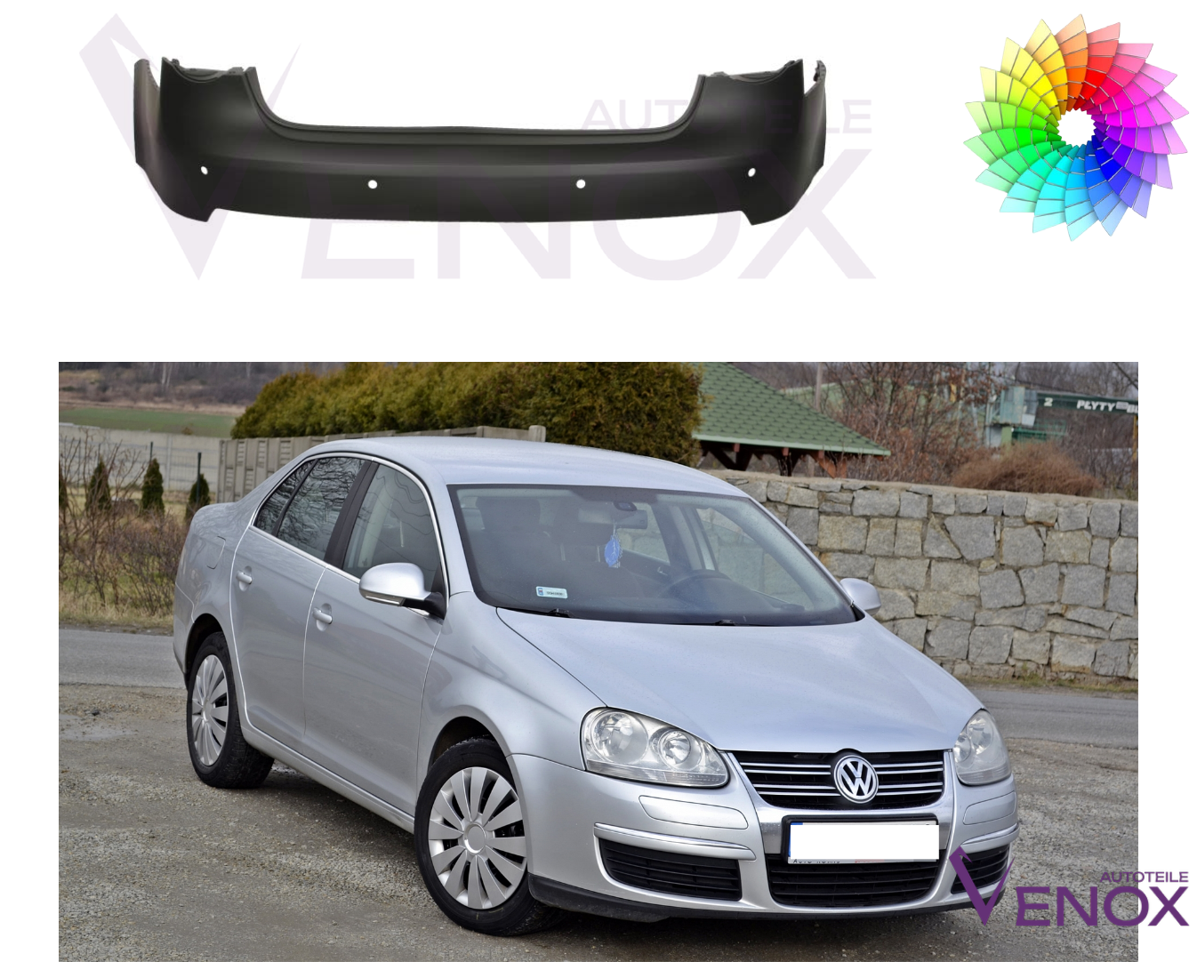 Zadný nárazník Vw Jetta 2005-2010 PDC ľubovoľná farba – Obrázok 2