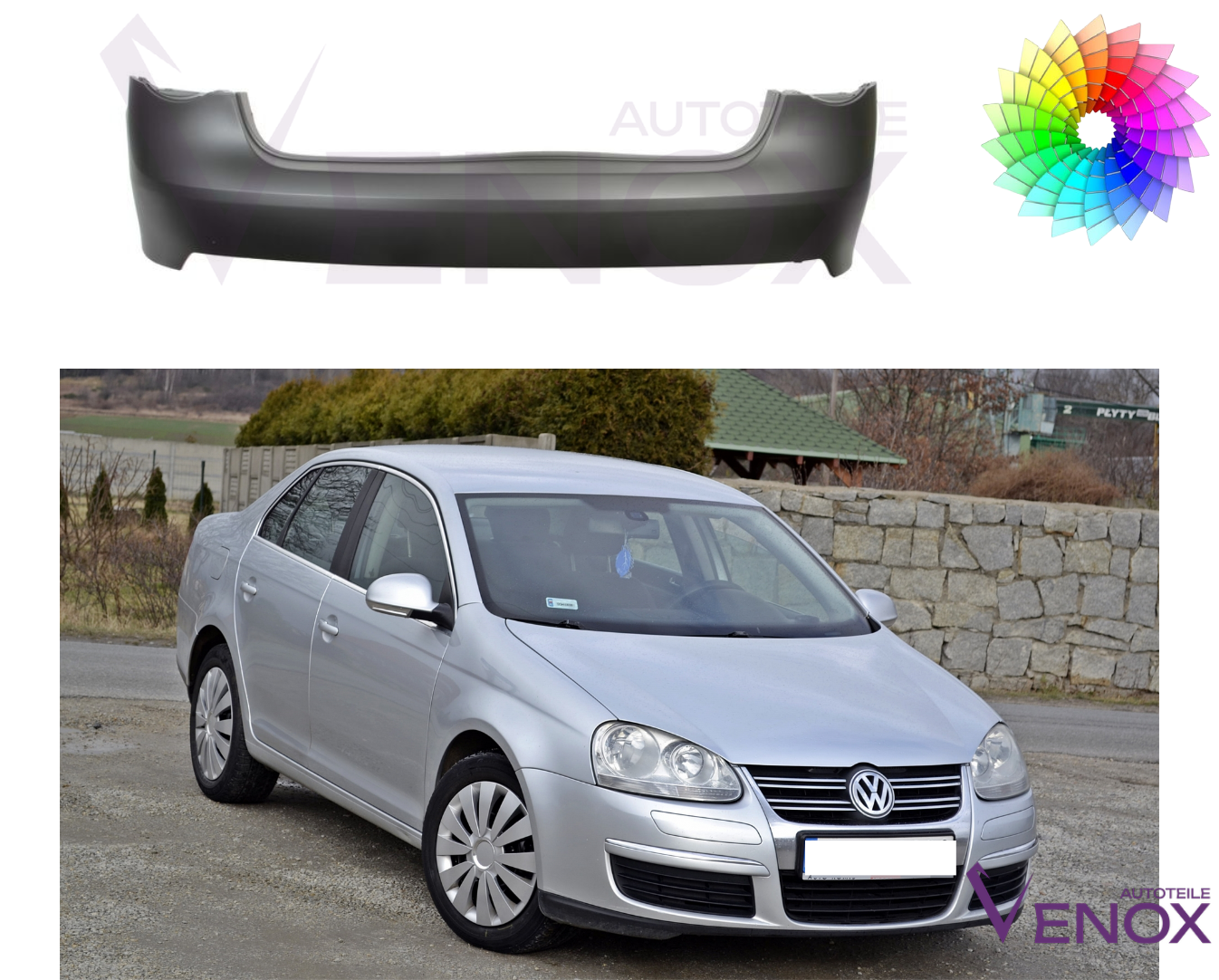 Zadný nárazník Vw Jetta 2005-2010 ľubovoľná farba – Obrázok 2