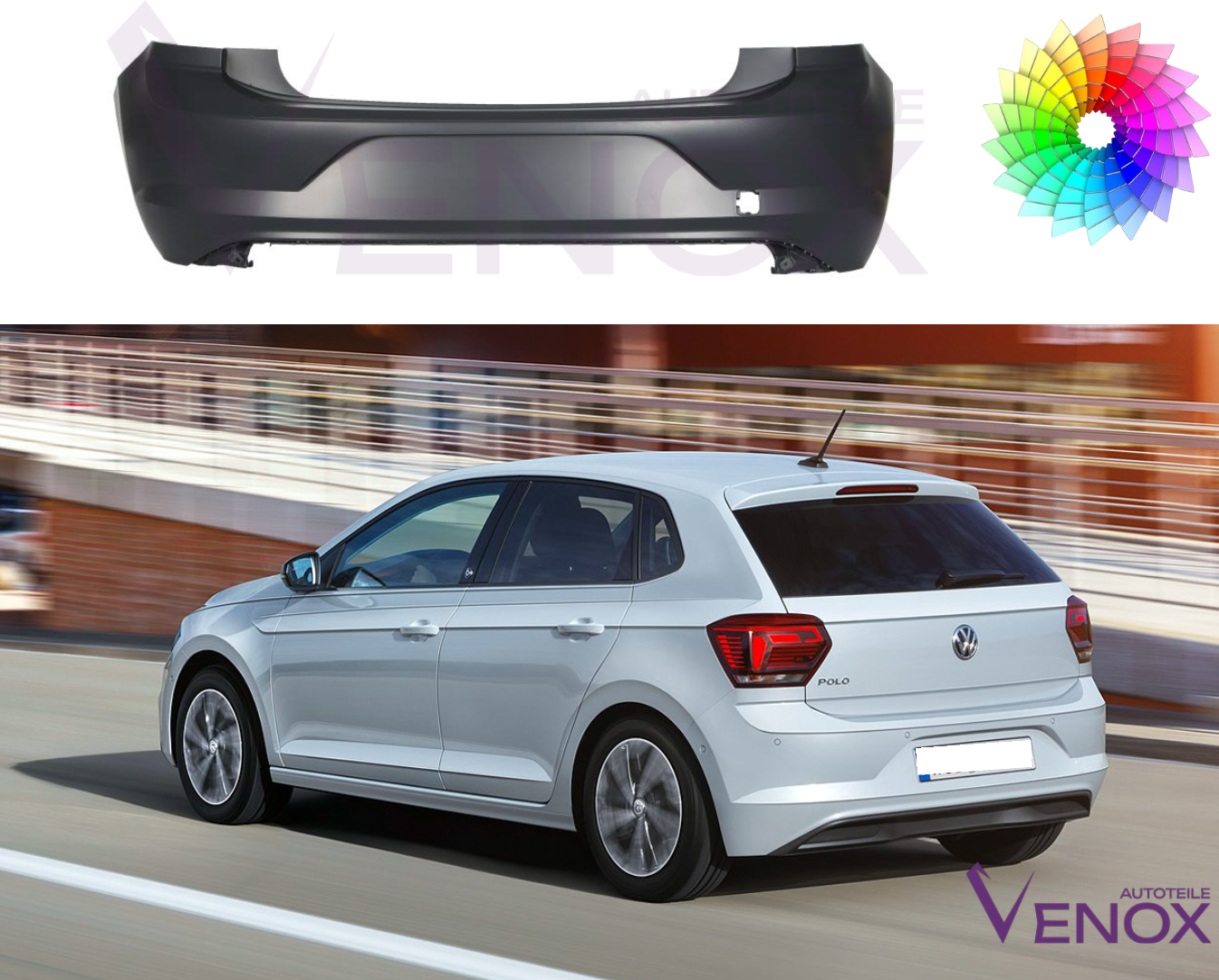 Zadný nárazník Vw Polo od 2017- ľubovoľná farba – Obrázok 2