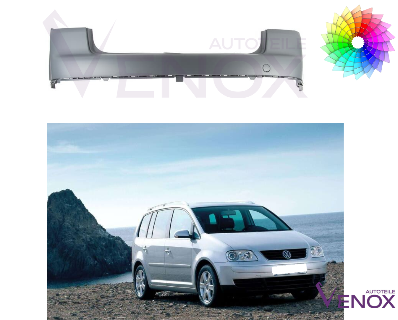 Zadný nárazník Vw Touran 1T 03-10 ľubovoľná farba – Obrázok 2