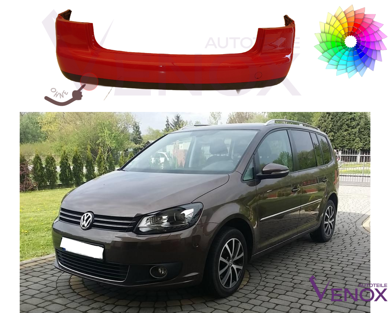 Zadný nárazník Vw Touran 1T3 2010-15 ľubovoľná farba – Obrázok 2