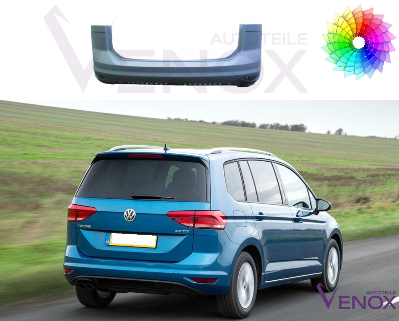 Zadný nárazník Vw Touran 5T Ob 2015 ľubovoľná farba – Obrázok 2
