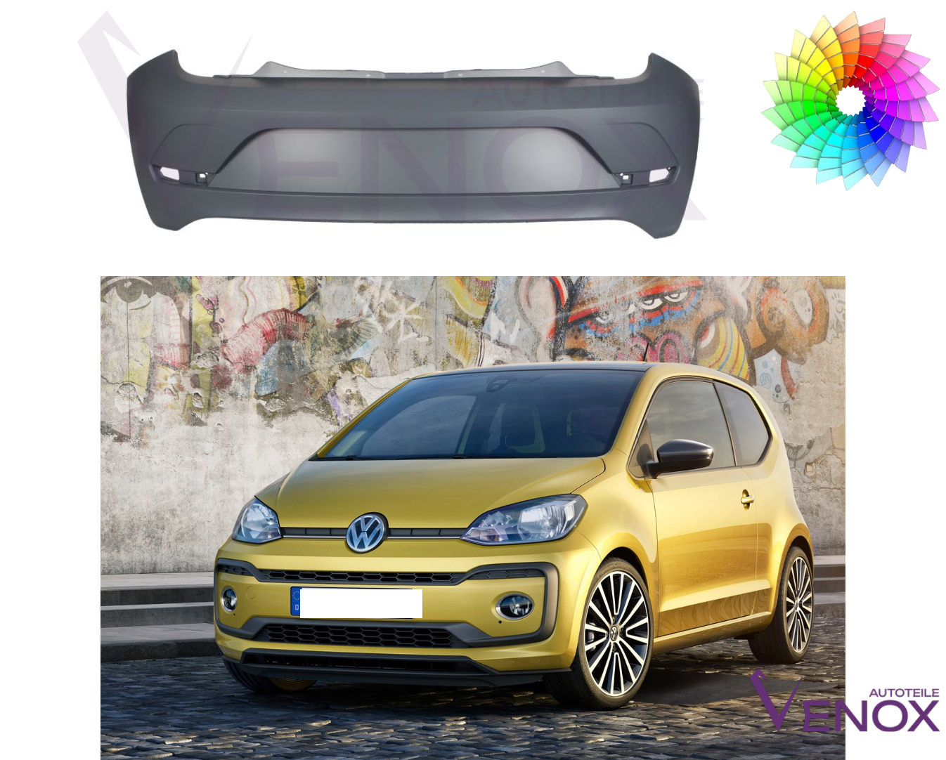Zadný nárazník Vw UP! OD 2016 ľubovoľná farba – Obrázok 2