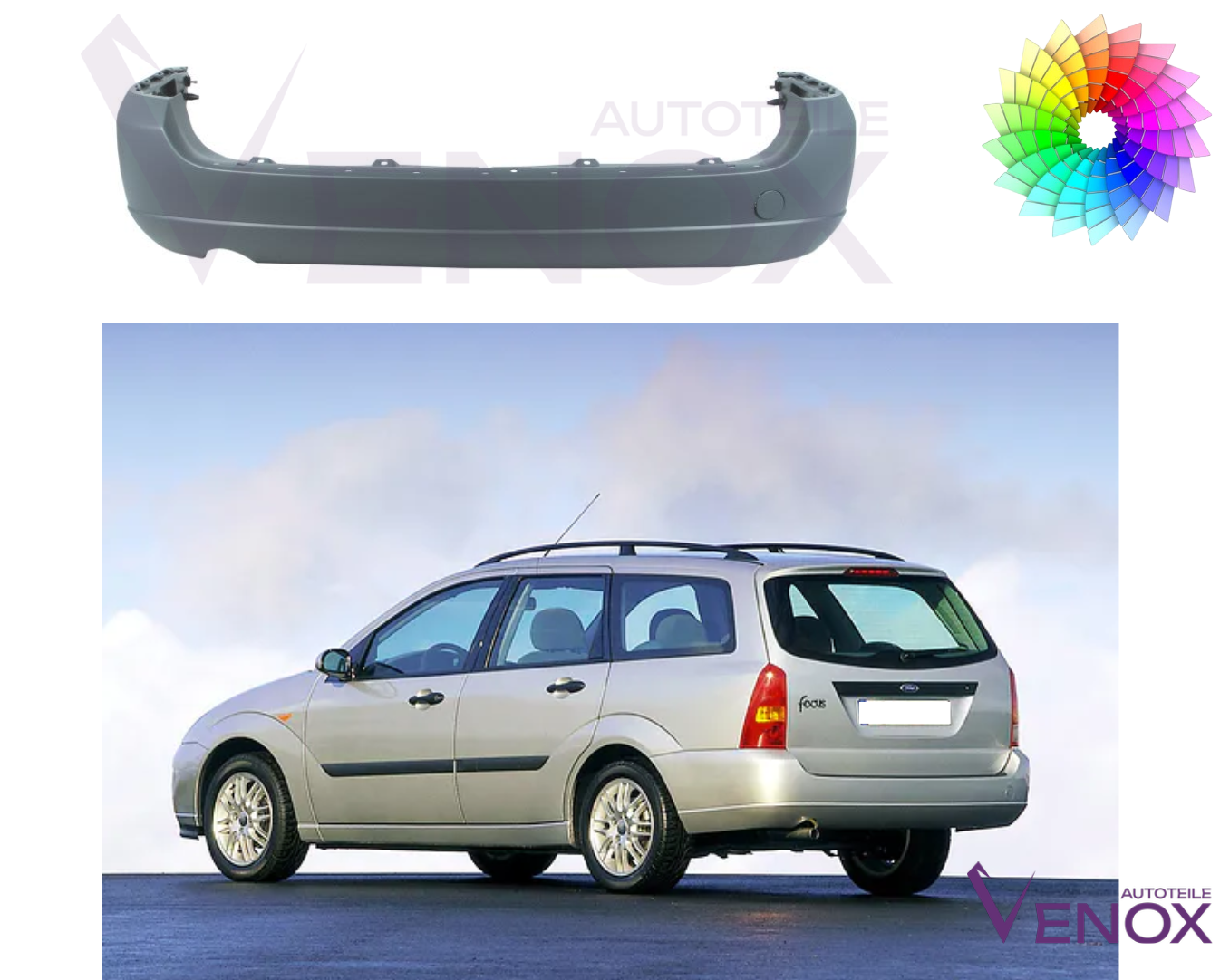 Zadný nárazník Ford Focus Mk1 1998-2001 kombi Akákoľvek farba – Obrázok 2
