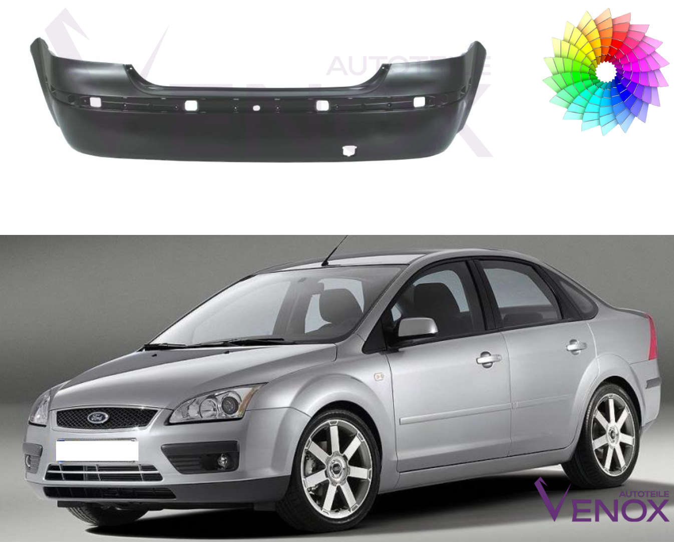 Zadný nárazník Ford Focus Mk2 2004-2008 Sdn ľubovoľná farba – Obrázok 2