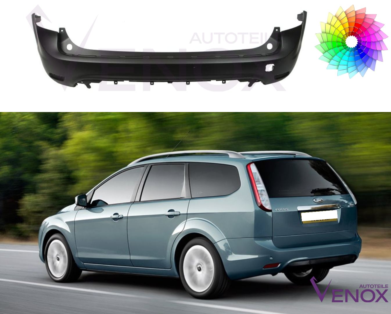 Zadný nárazník Ford Focus Mk2 2008-2010 kombi Akákoľvek farba – Obrázok 2