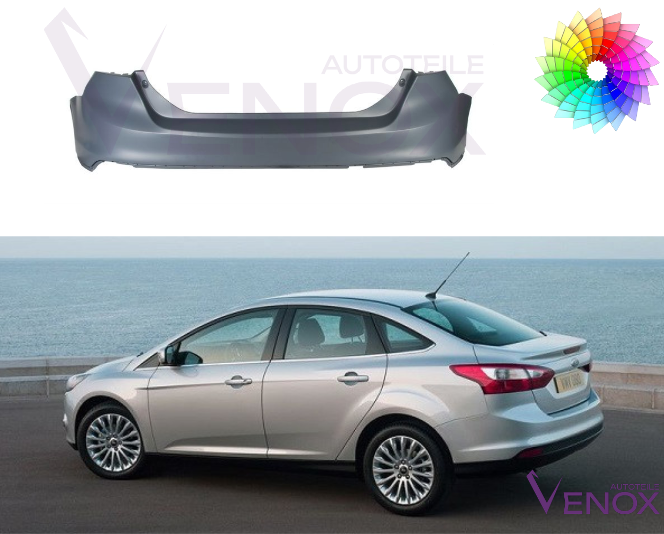 Zadný nárazník Ford Focus Mk3 2010-2014 Sdn ľubovoľná farba – Obrázok 2