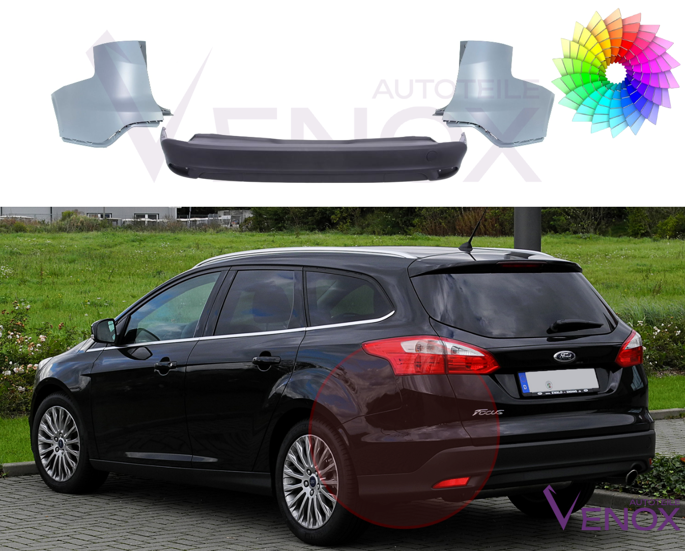 Zadný nárazník Ford Focus Mk3 2010-2014 kombi Akákoľvek farba – Obrázok 2