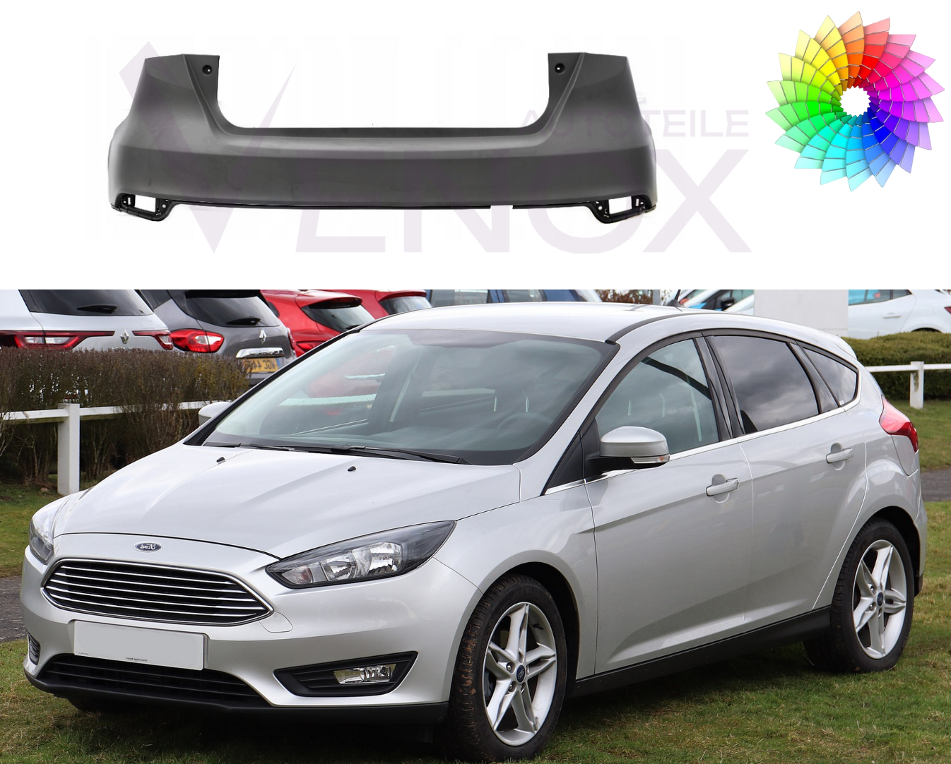 Zadný nárazník Ford Focus Mk3 2014-2018 HB ľubovoľná farba – Obrázok 2