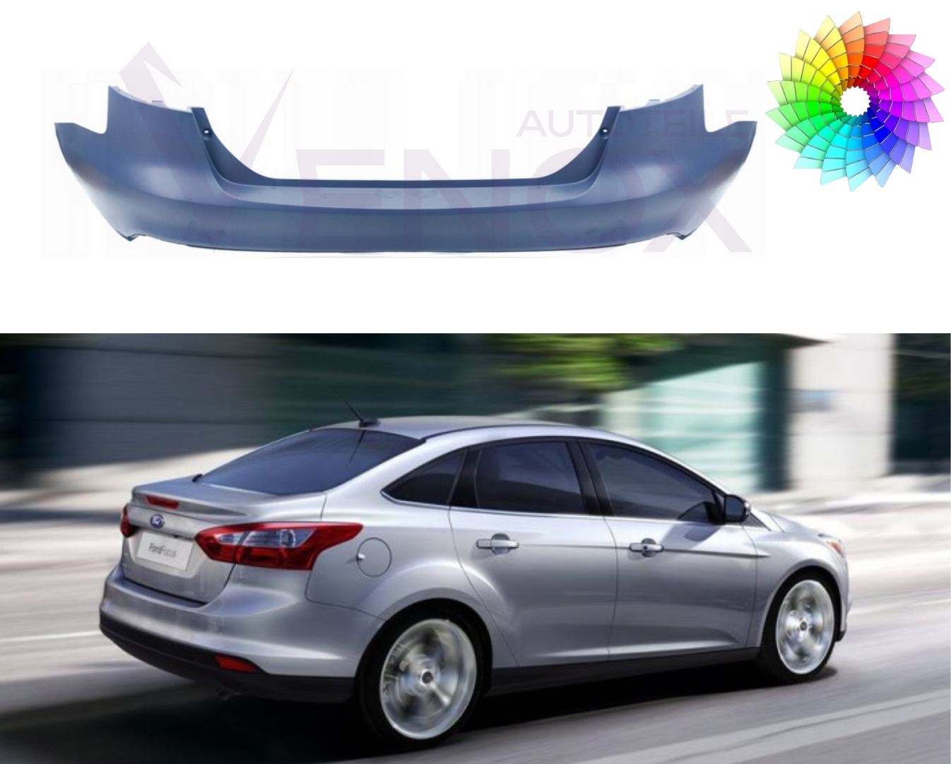 Zadný nárazník Ford Focus Mk3 2014-2018 Sdn ľubovoľná farba – Obrázok 2