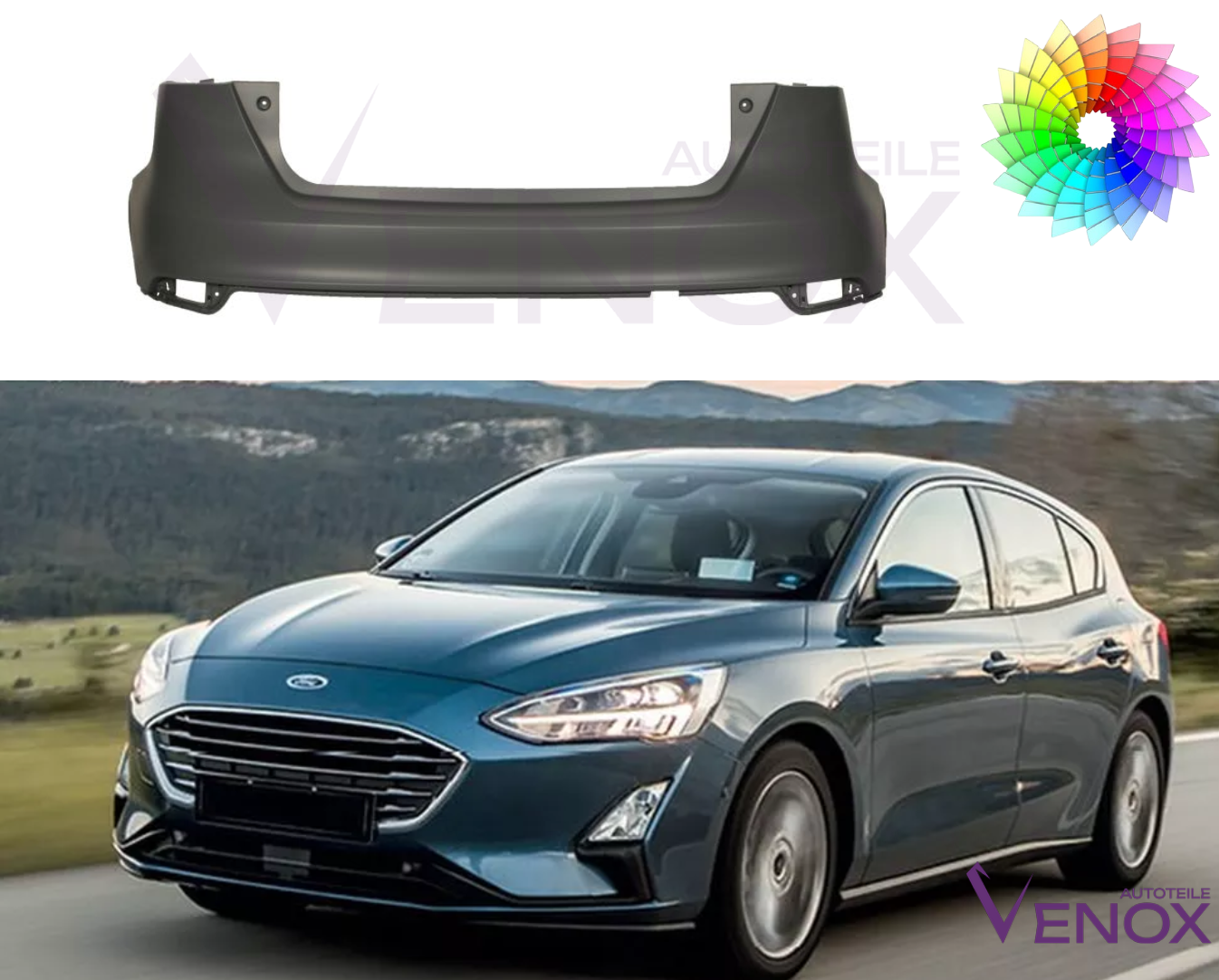 Zadný nárazník Ford Focus Mk4 od 2018 HB ľubovoľná farba – Obrázok 2