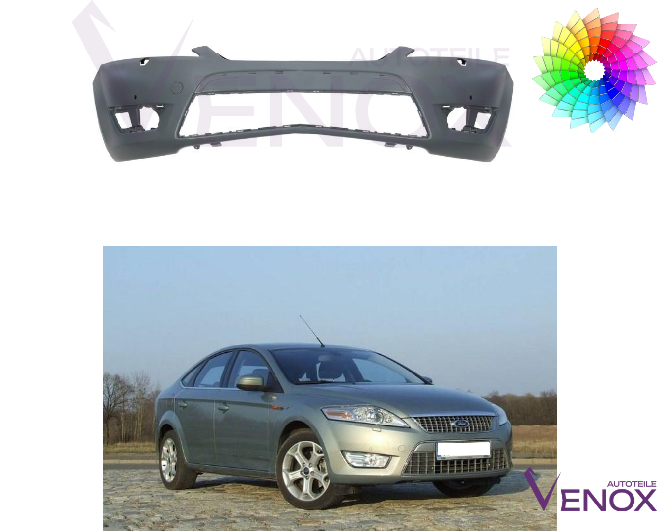 Predný nárazník Ford Mondeo Mk4 07-10 SR PDC ľubovoľná farba – Obrázok 2