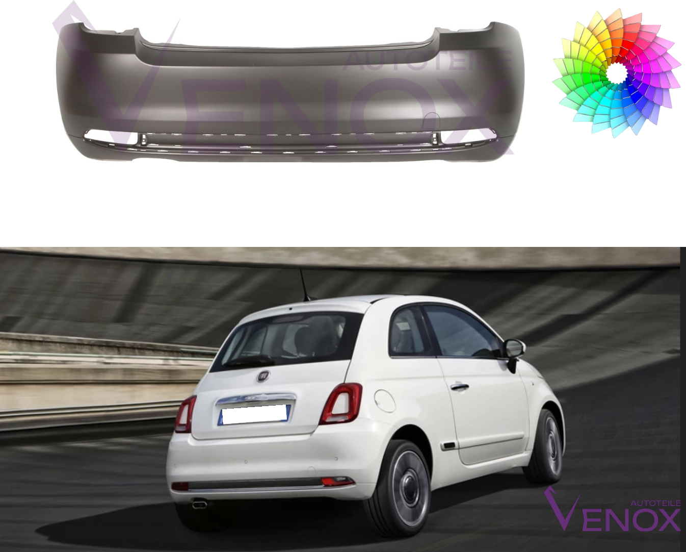 Zadný nárazník Fiat 500 (312) Od 15 Po Farba – Obrázok 2