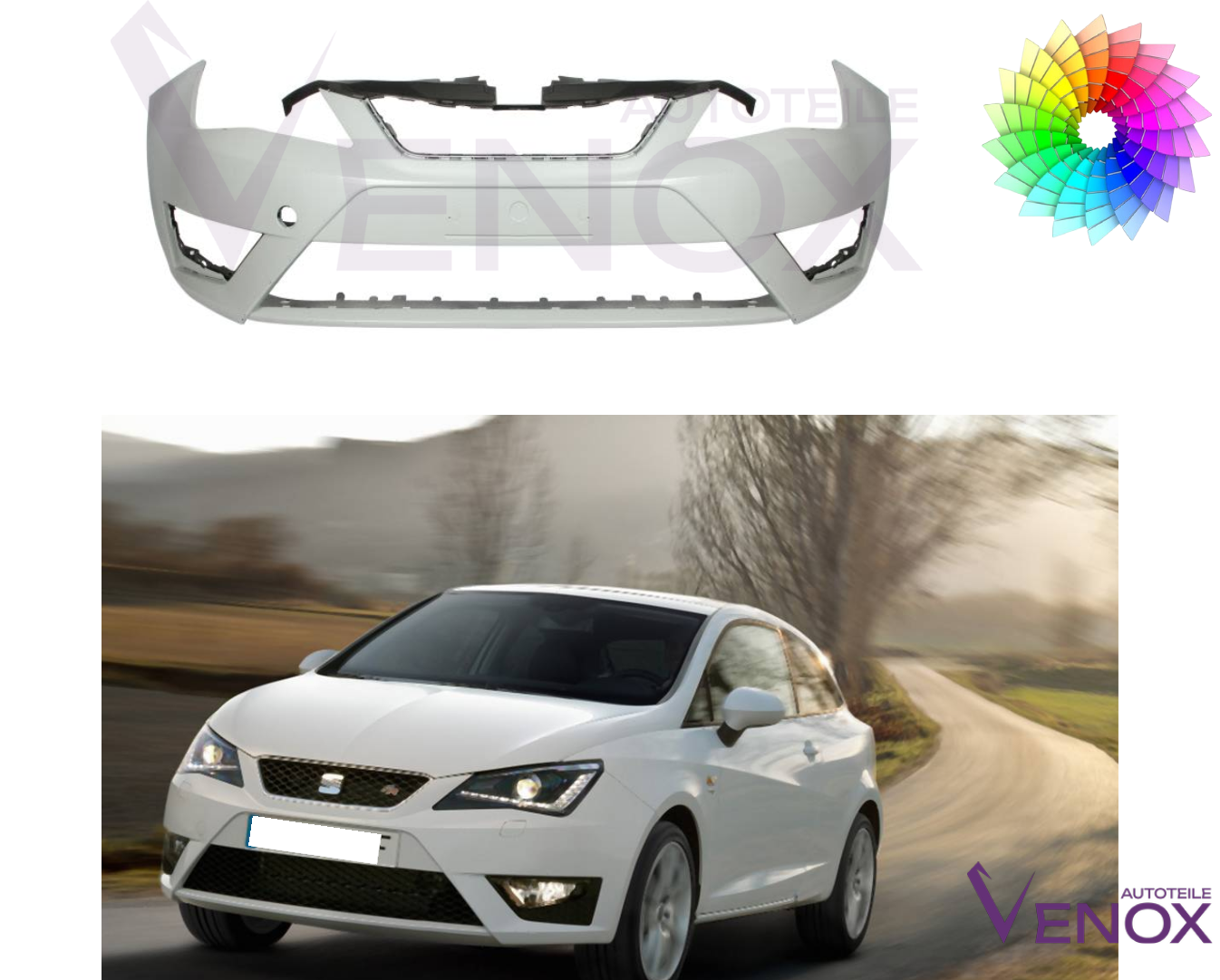 Predný nárazník Seat Ibiza FR 6J 12-16 +- PDC ľubovoľná farba – Obrázok 2