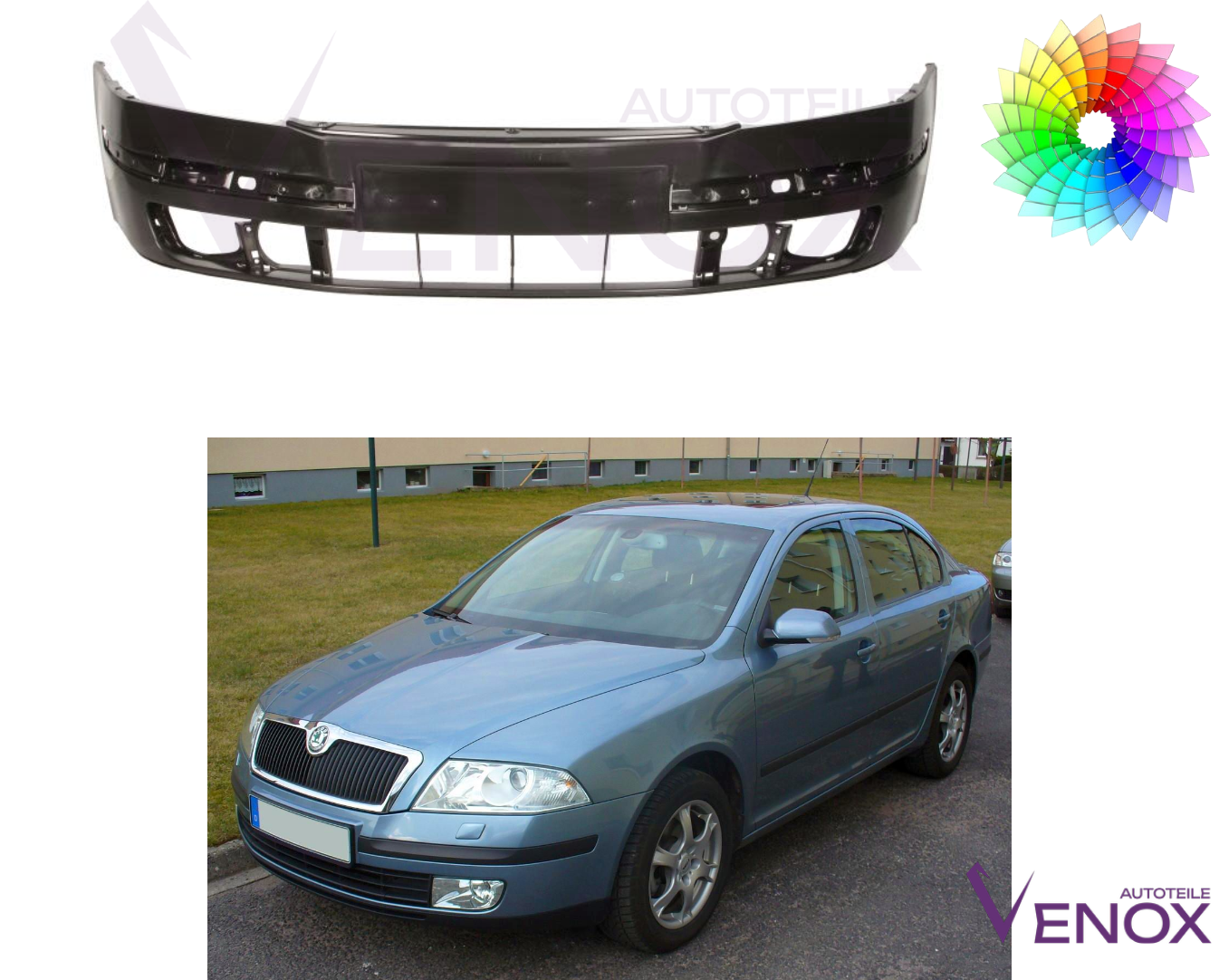 Predný nárazník Škoda Octavia 1Z 2004-2012 ľubovoľná farba – Obrázok 2