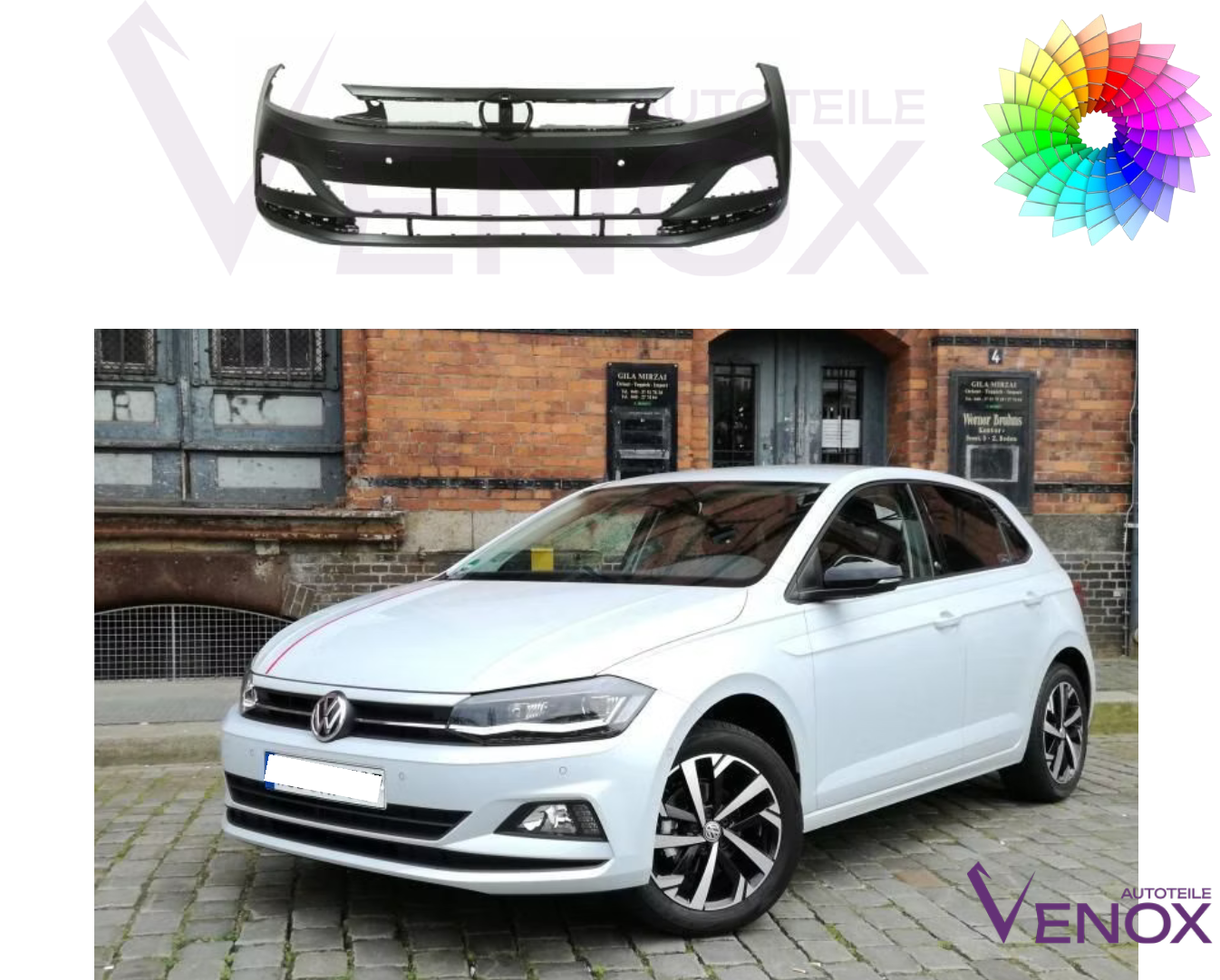 Predný nárazník VW Polo od 2017- PDC ľubovoľná farba – Obrázok 2