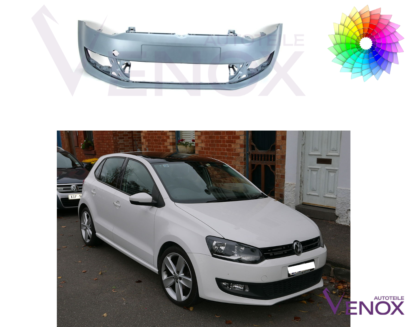 Predný nárazník VW Polo 6R 2009-2014 ľubovoľná farba – Obrázok 2