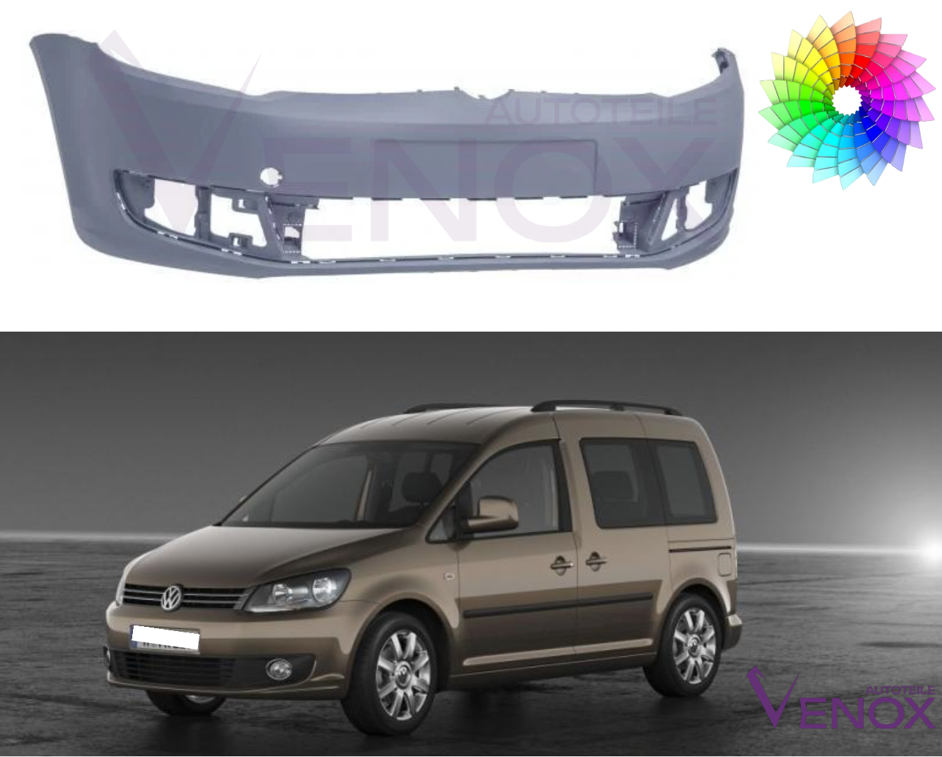 Predný nárazník VW Caddy 10-15 ľubovoľná farba – Obrázok 2