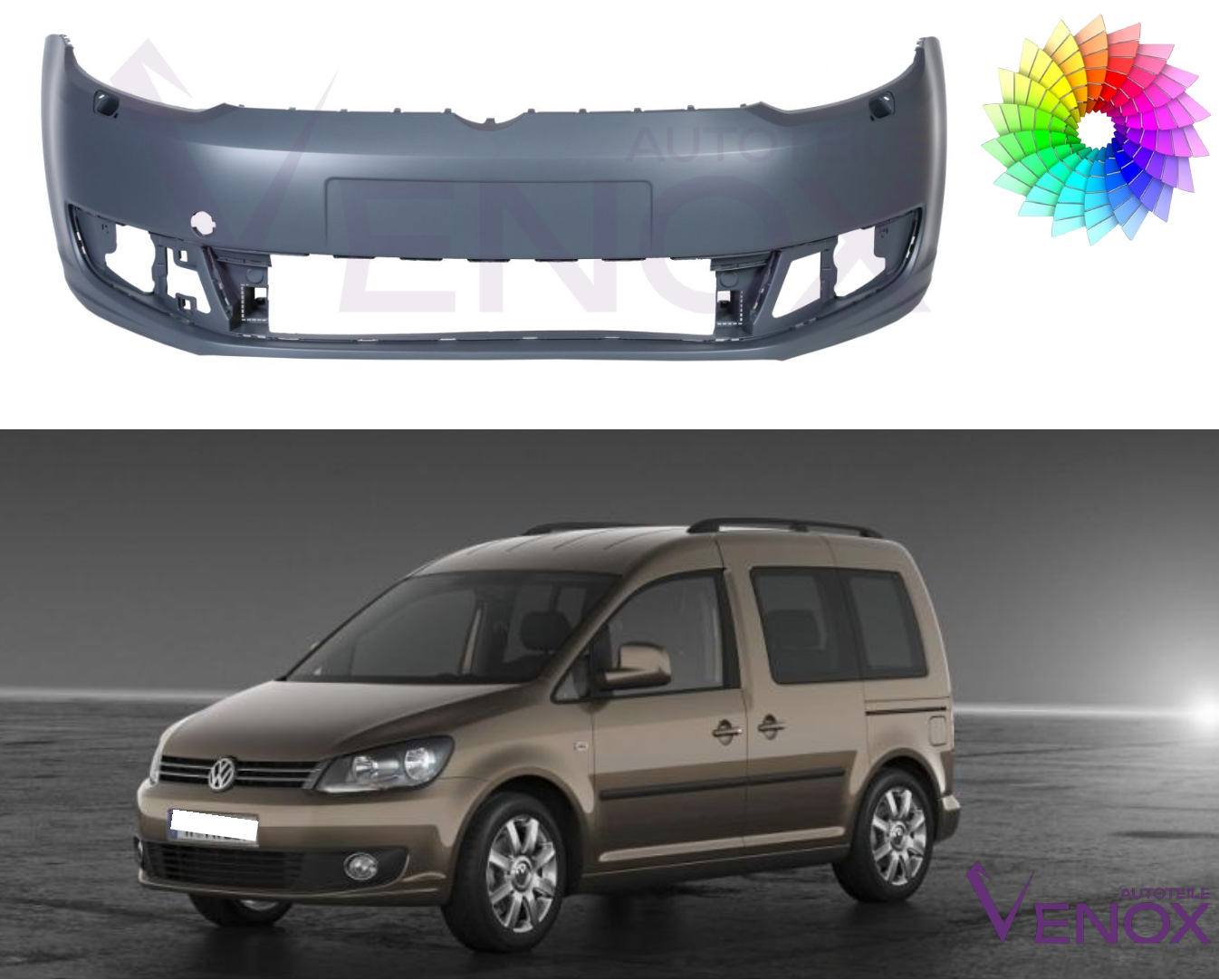 Predný nárazník VW Caddy 10-15 SR ľubovoľná farba – Obrázok 2