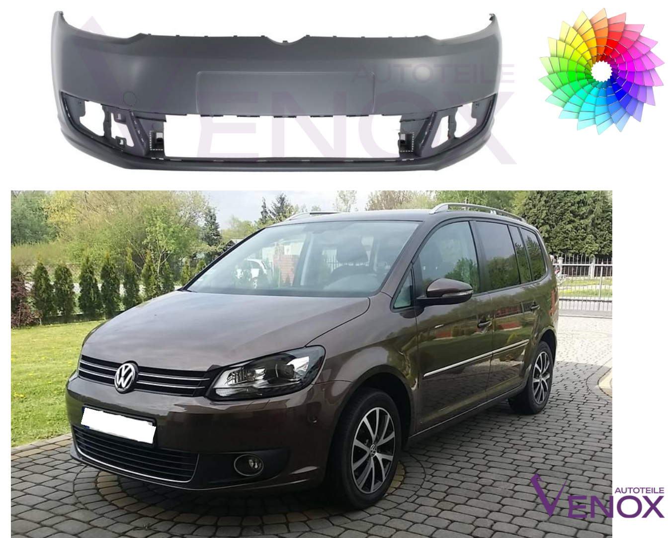 Predný nárazník VW Touran 1T3 2010-2015 ľubovoľná farba – Obrázok 2