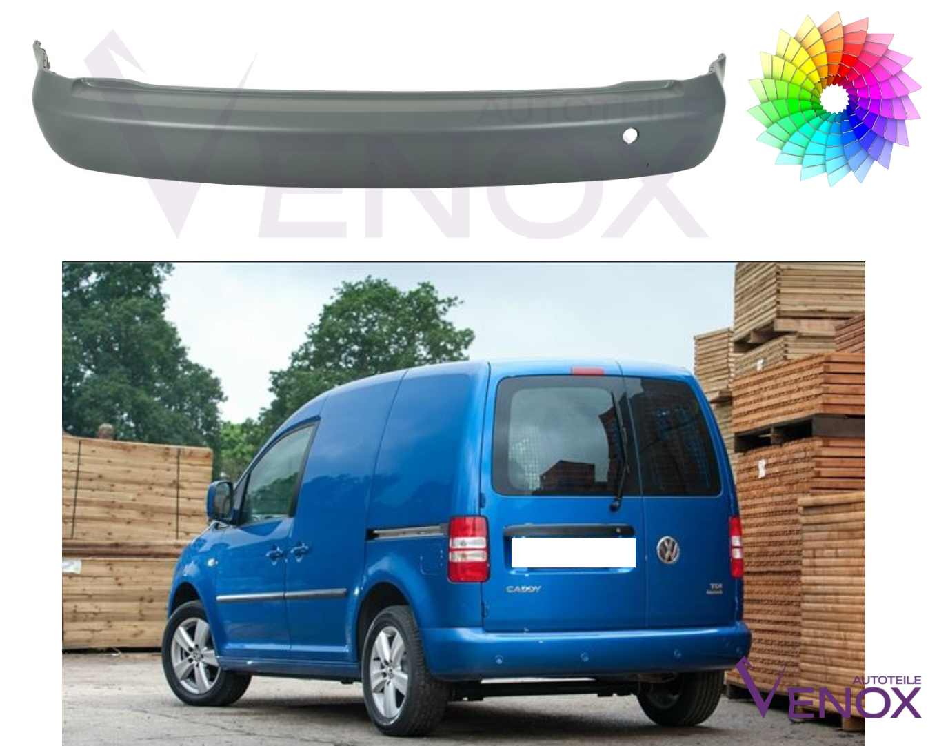Zadný nárazník VW Caddy 10-15 ľubovoľná farba – Obrázok 2