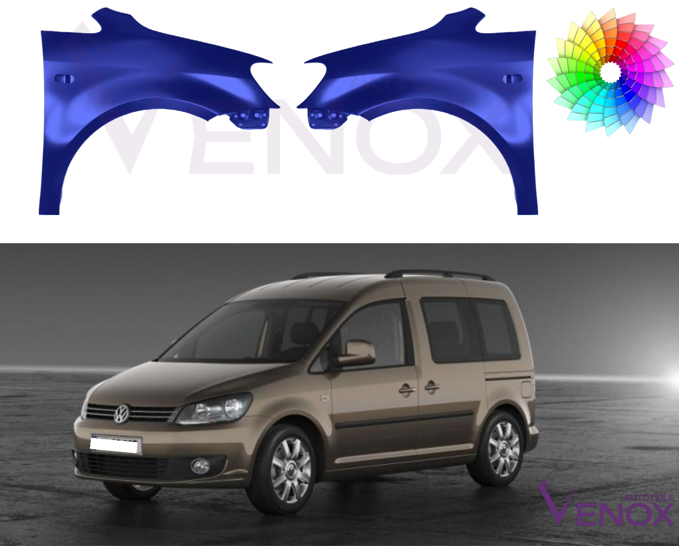Pravé krídlo VW Caddy 10-15 ľubovoľná farba – Obrázok 2