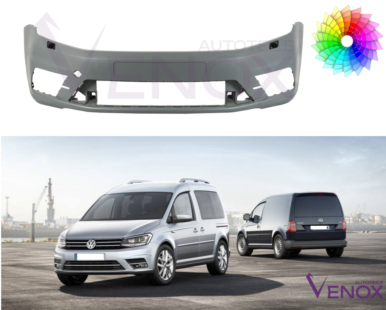 Predný nárazník VW Caddy od 2015 SR ľubovoľná farba – Obrázok 2