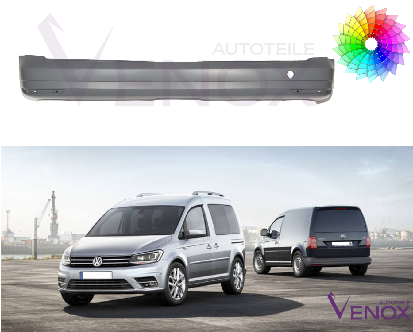 Zadný nárazník krátky VW Caddy od 2015 ľubovoľná farba – Obrázok 2