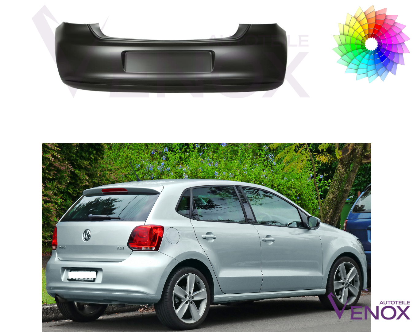 Zadný nárazník VW Polo 6R 2009-2014 ľubovoľná farba – Obrázok 2