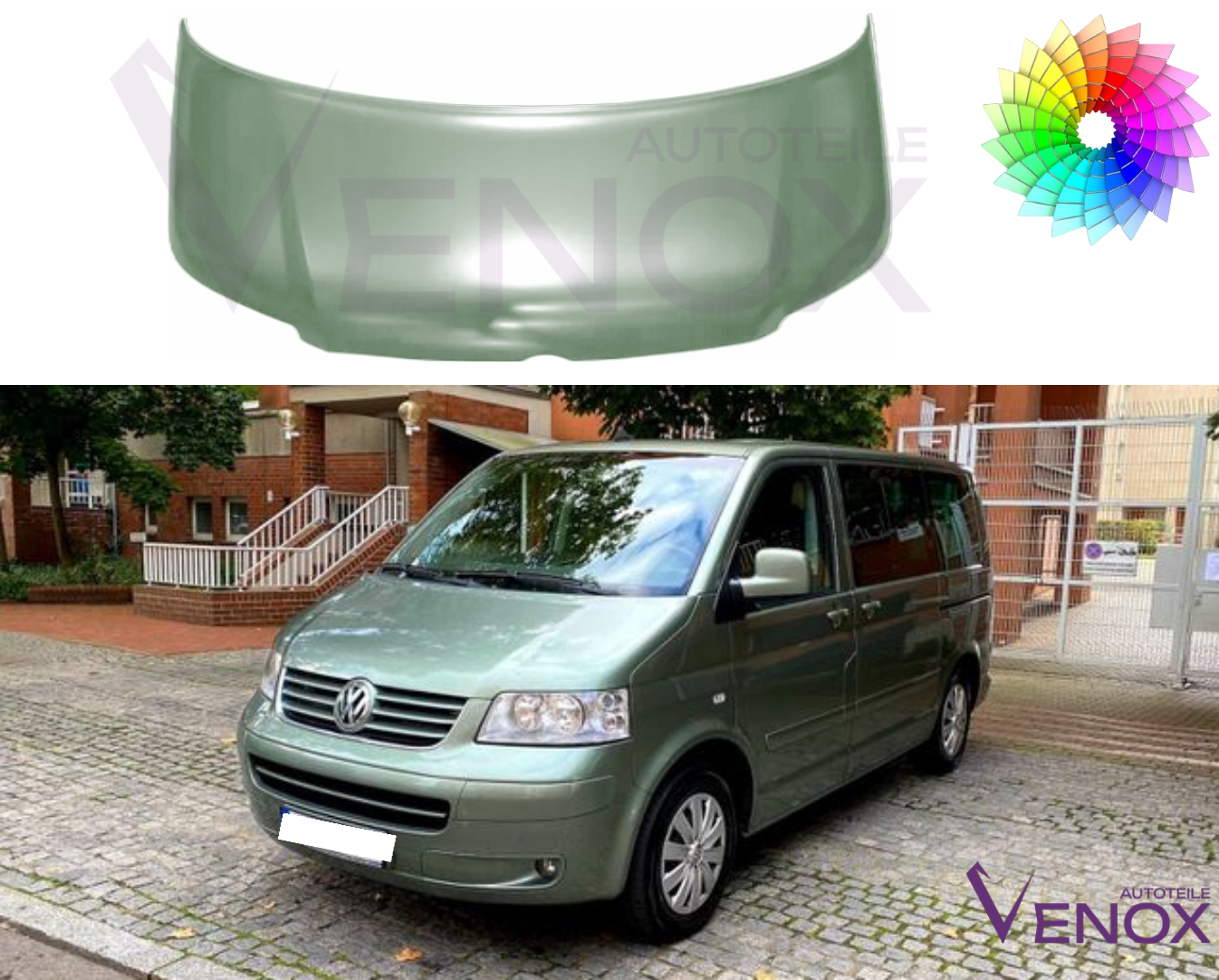 Kapota Vw Caravella Transporter Multivan T5 03-09 ľubovoľná farba – Obrázok 2