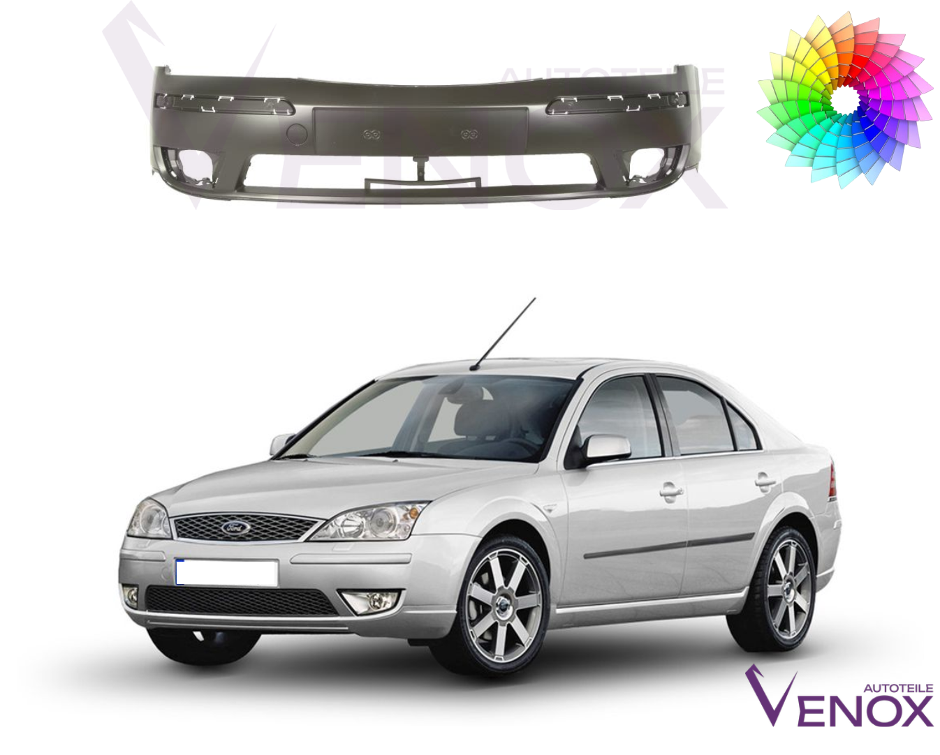Predný nárazník Ford Mondeo Mk3 2003-2007 ľubovoľná farba – Obrázok 2
