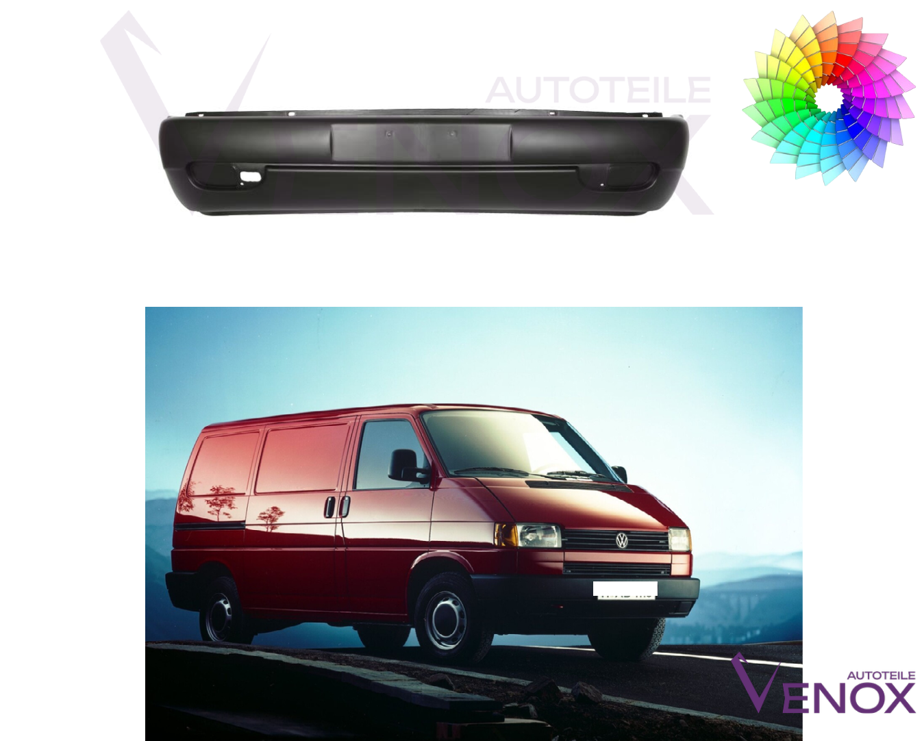 Predný nárazník Vw T4 1996-2003 ľubovoľná farba – Obrázok 2