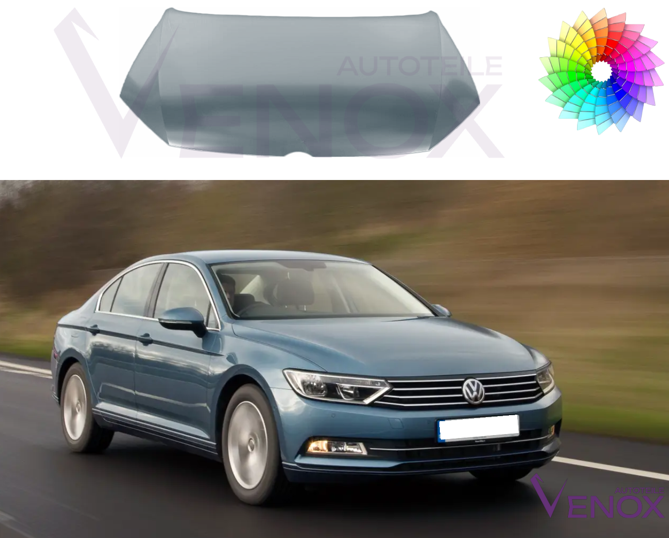 Kapota Vw Passat B7 2010-2015 ľubovoľná farba – Obrázok 2