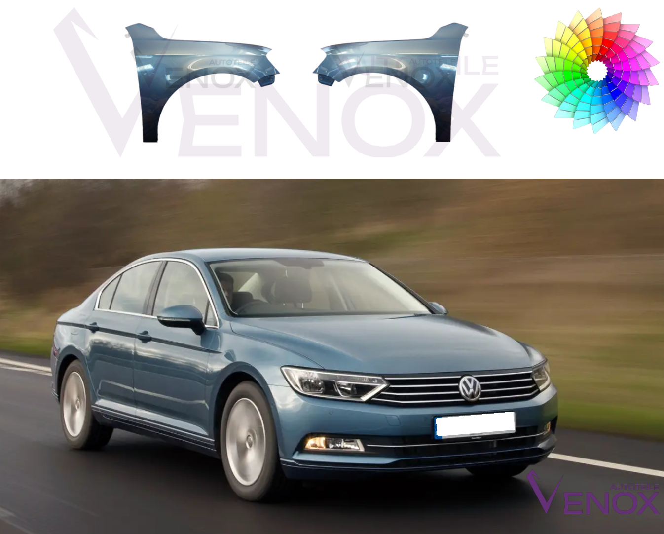 Pravé krídlo VW Passat B7 2010-2015 ľubovoľná farba – Obrázok 2