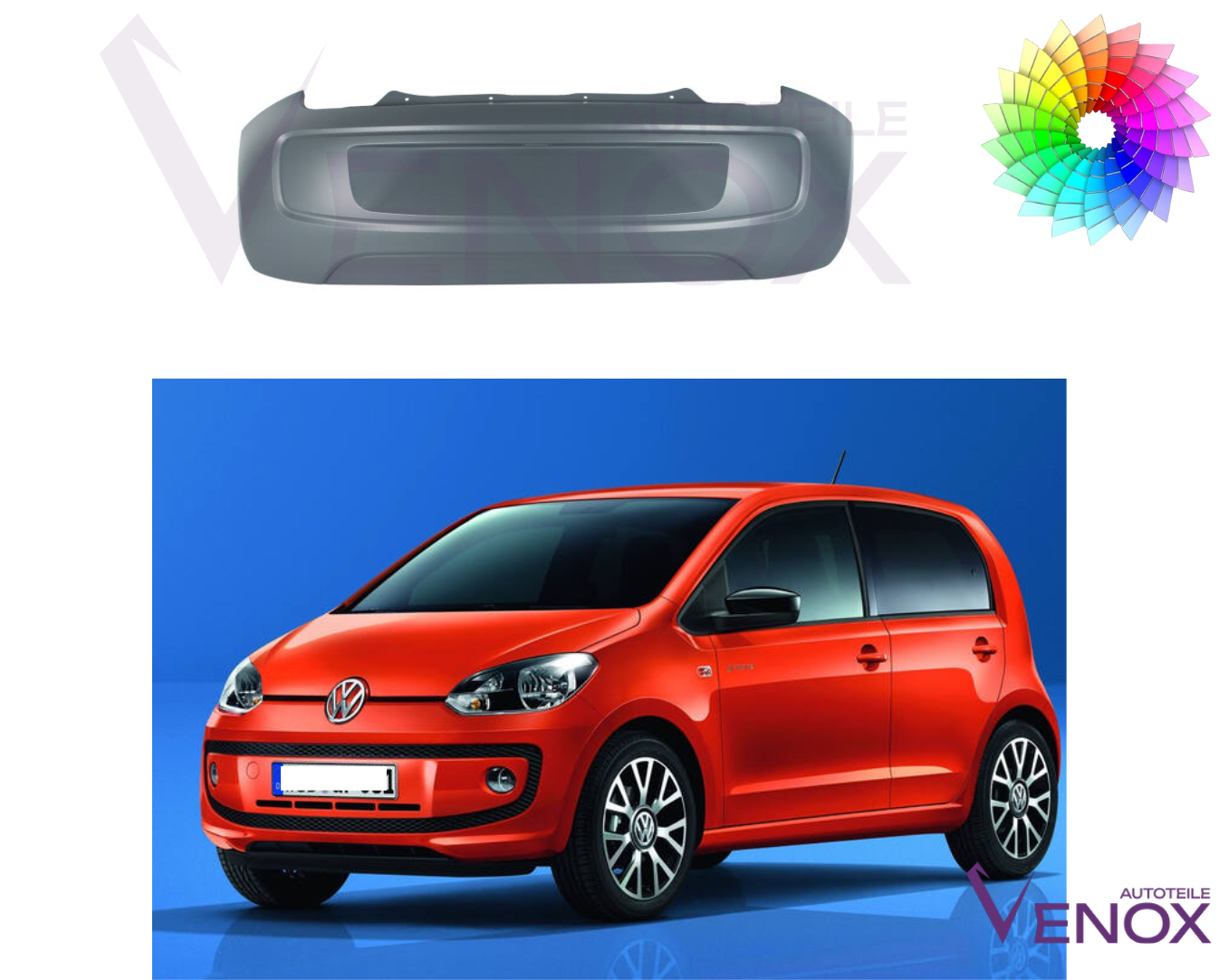 Zadný nárazník Vw UP! 2012-2016 ľubovoľná farba – Obrázok 2