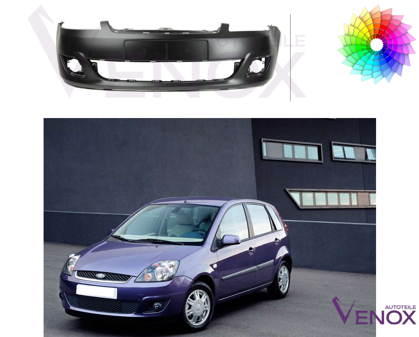 Predný nárazník Ford Fiesta Mk 6 2005-2008 ľubovoľná farba – Obrázok 2