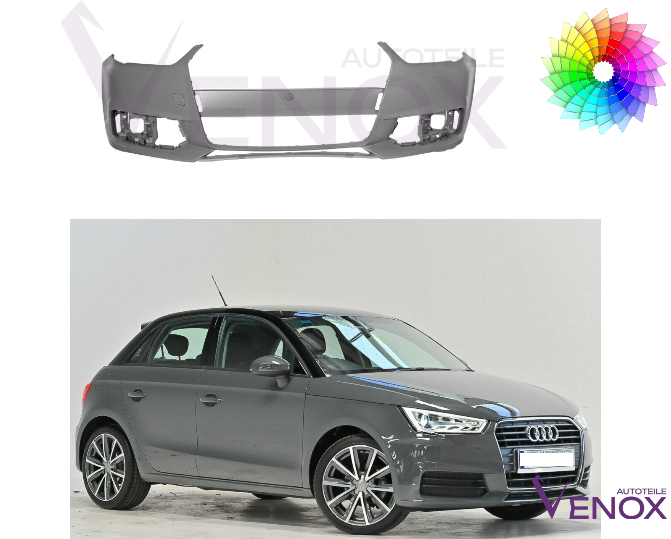 Predný nárazník Audi A1 2014-2018 ľubovoľná farba – Obrázok 2
