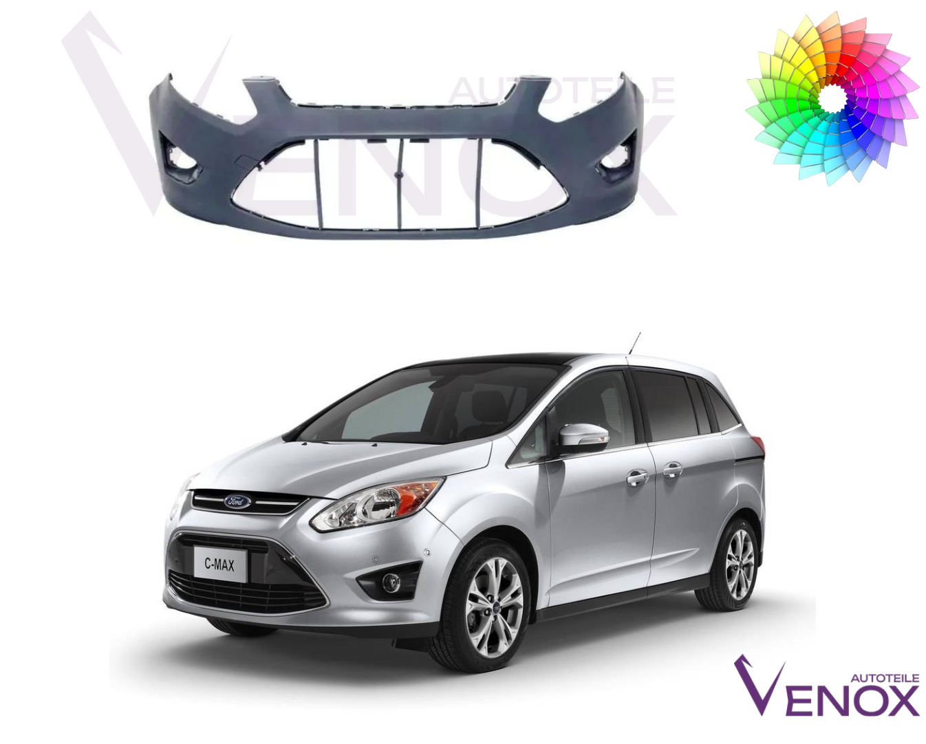 Predný nárazník Ford C-Max 2010-2014 ľubovoľná farba – Obrázok 2