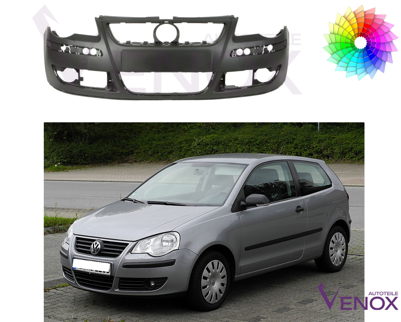 Predný nárazník VW Polo 9N 2005-2010 ľubovoľná farba – Obrázok 2