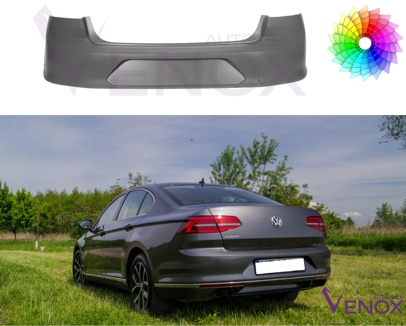 Zadný nárazník Vw Passat B8 od 2015 ľubovoľná farba – Obrázok 2