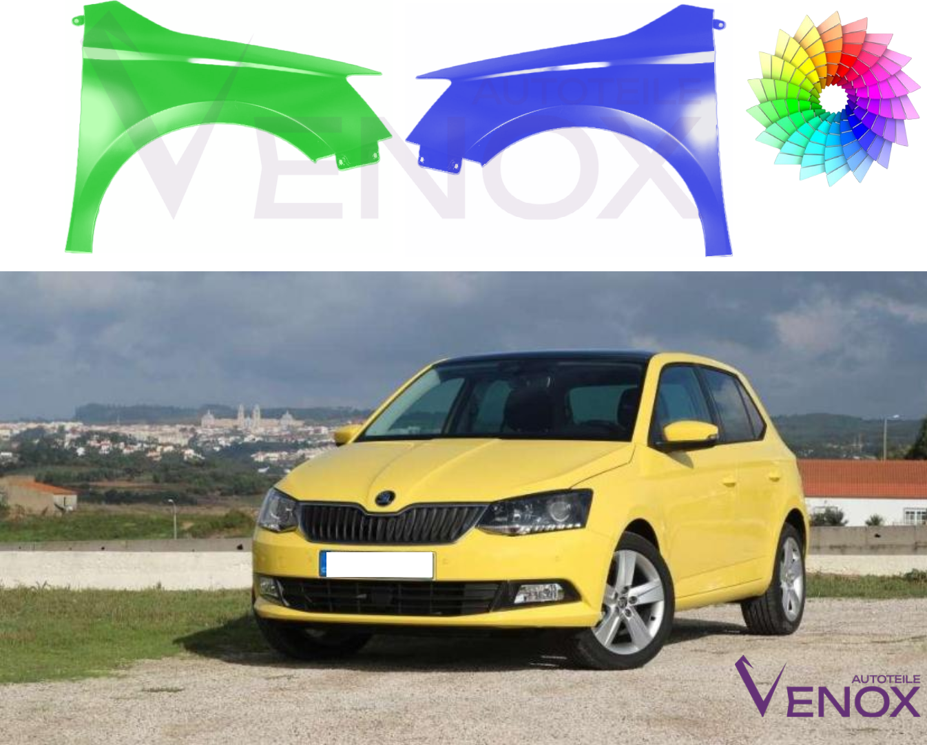 Pravé krídlo Škoda Fabia III 2015-2021 ľubovoľná farba – Obrázok 2