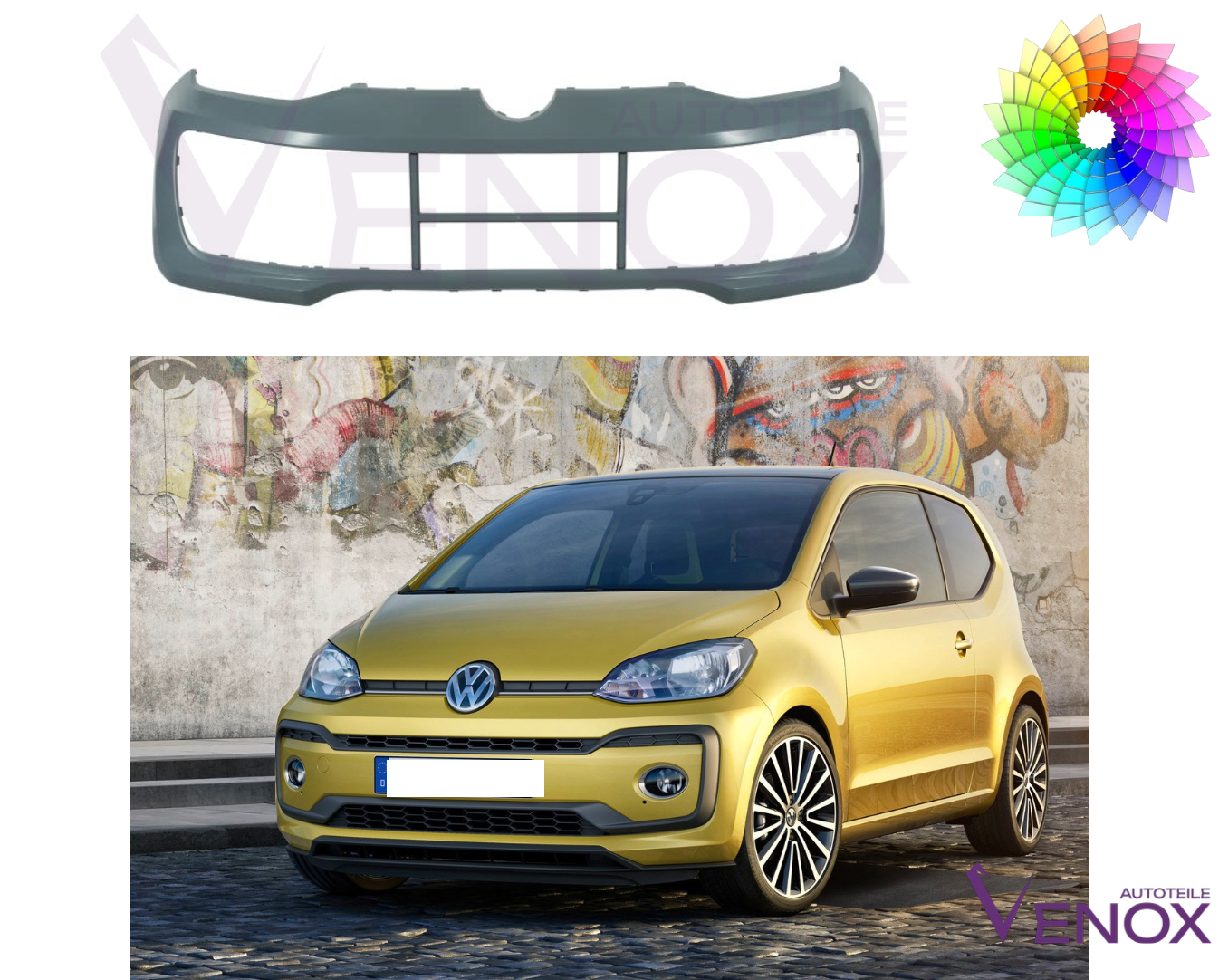 VW UP predný nárazník! Od 2016 ľubovoľná farba – Obrázok 2